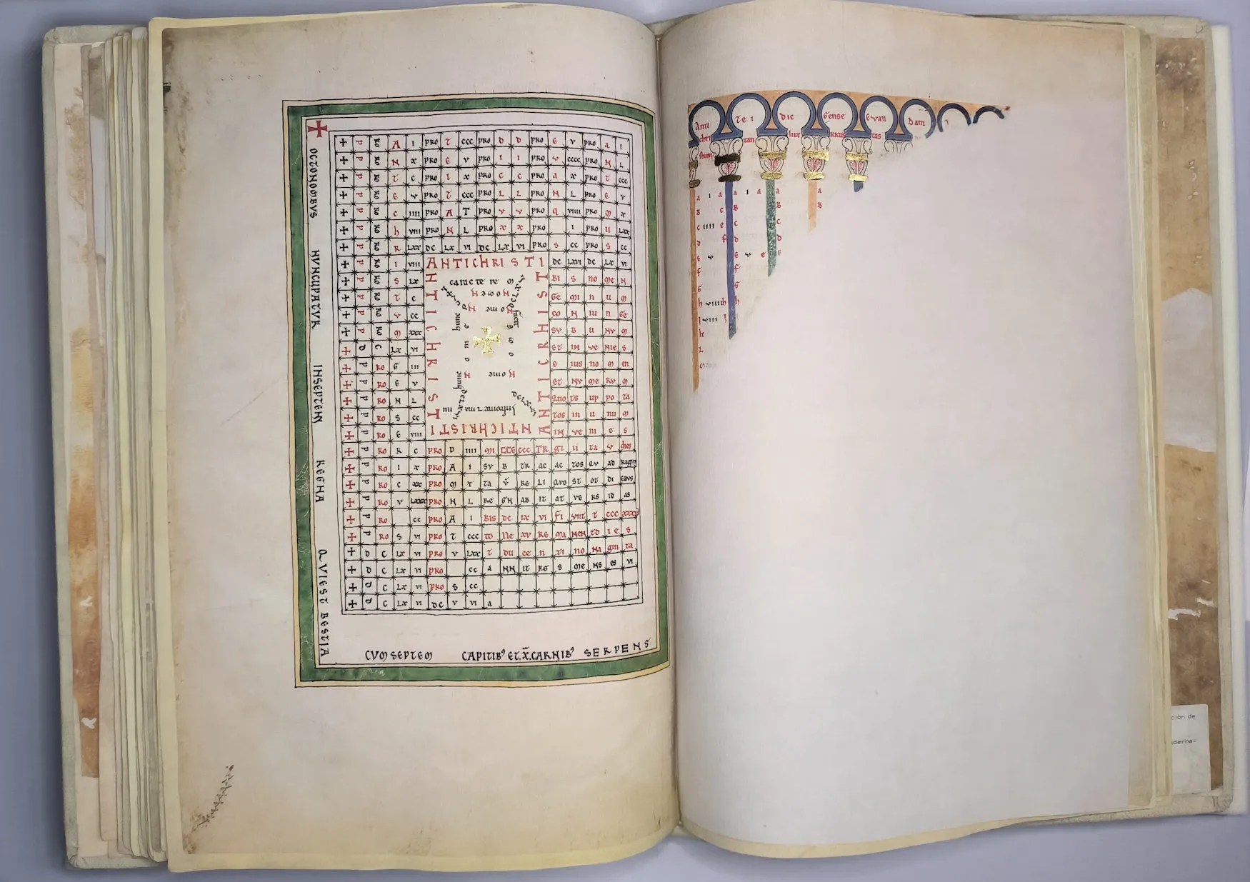 Imagen del facsímil del Beato del Monasterio de San Pedro de Cardeña: "Tablas del anticristo", Editorial Moleiro