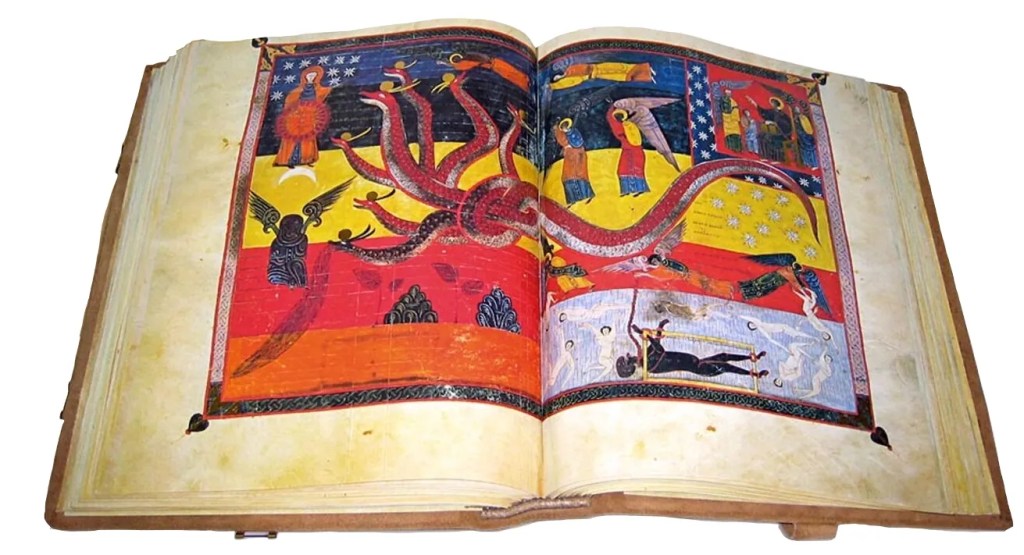 Imagen del facsímil del Beato de Fernando I y Sancha: La mujer vestida de sol y el dragón, Editorial Moleiro