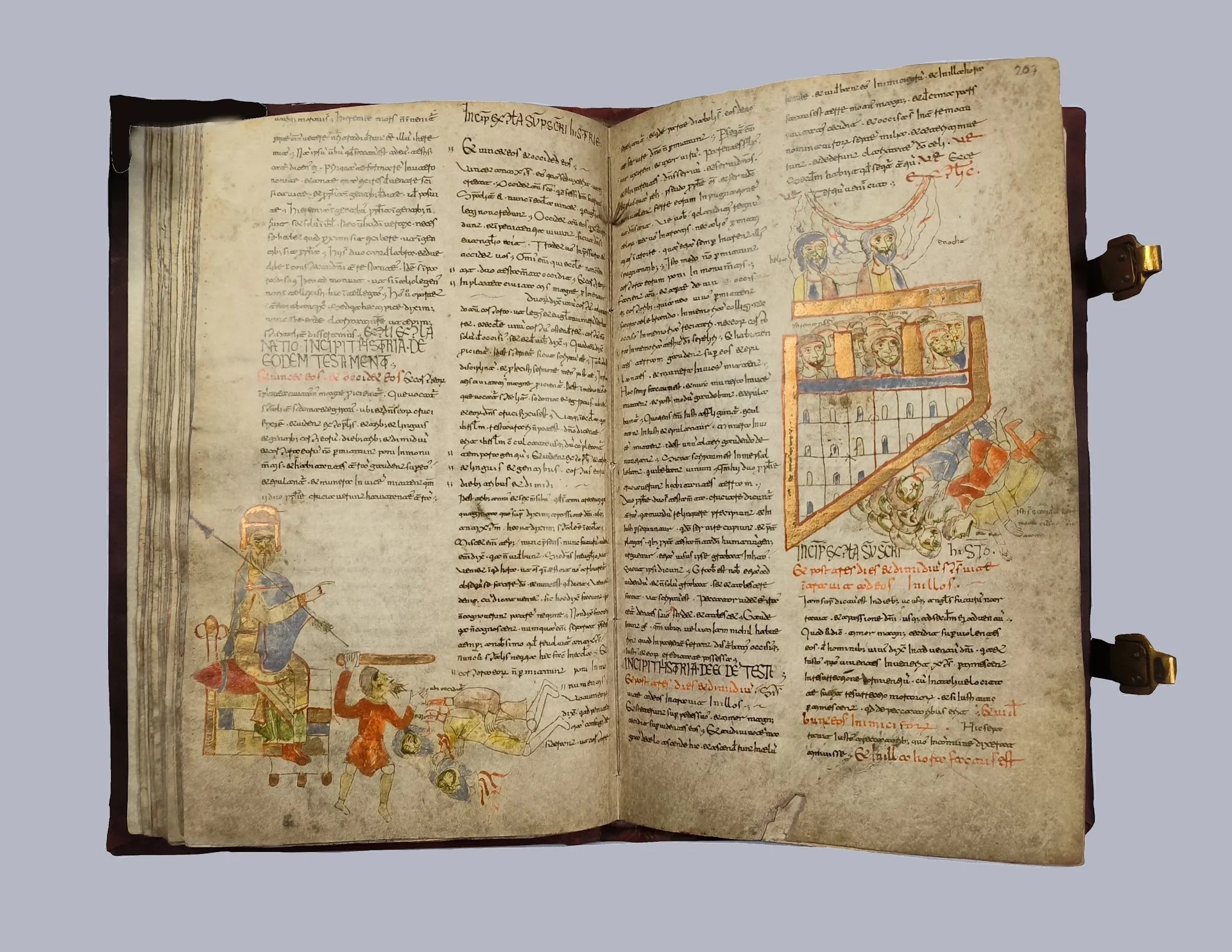 Imagen del facsímil del Beato de Ginebra: "La muerte de los dos testigos" y "Los dos testigos suben al cielo y se produce el terremoto", Editorial Siloé