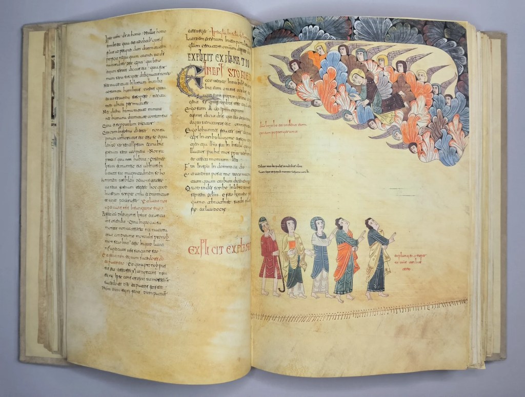 Imagen del facsímil del Beato de Girona: "Aparición de Cristo en la nube", Editorial Moleiro