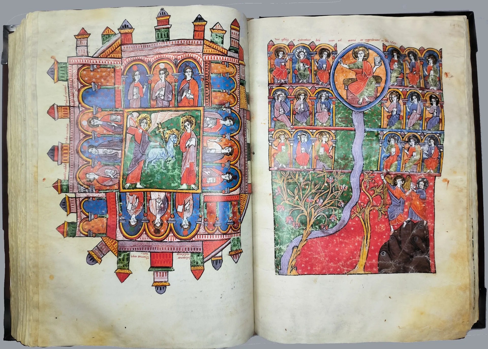 Imagen del facsímil del Beato del Monasterio de Santa María la Real de las Huelgas de Burgos: "El Juicio final" y "El Rio de la Vida fluyendo del Trono de Dios", Editorial Scriptorium