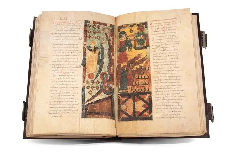 Imagen de la Mujer sol y el dragón, del facsímil del Beato de El Escorial