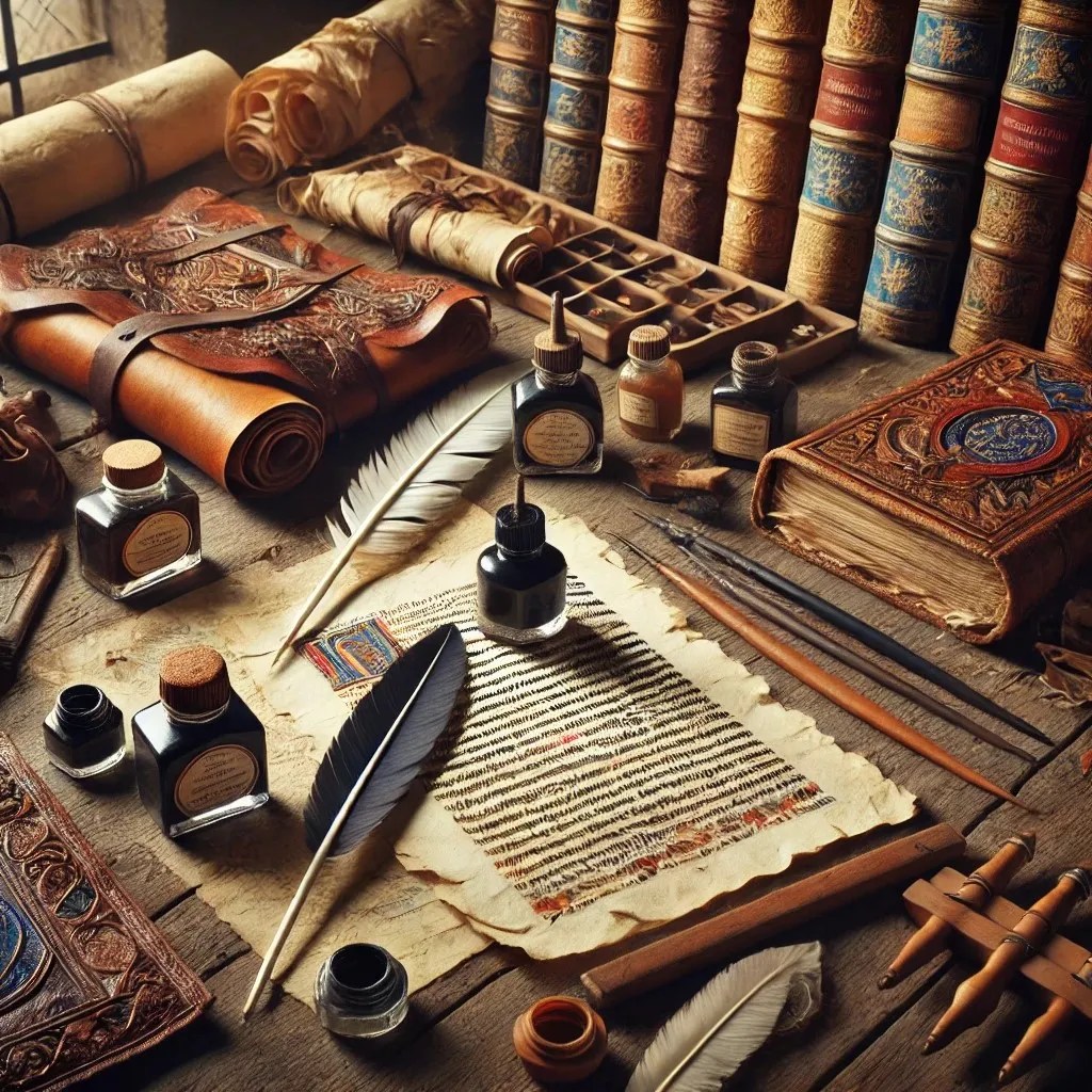 Imagen de la representación simbólica de las herramientas y materiales usados en la producción de los Beatos