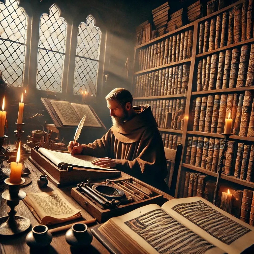 Imagen de la Representación simbólica del proceso de copia y escritura de los Beatos