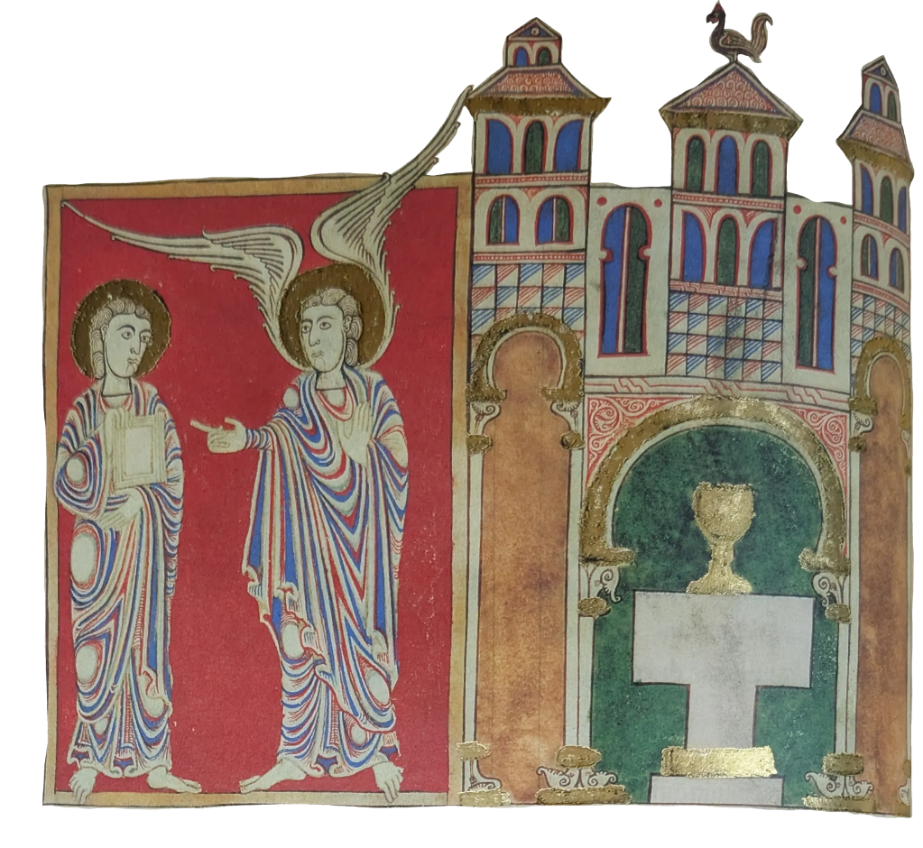 Imagen del facsímil del Beato del Monasterio de San Pedro de Cardeña: "Mensaje a la Iglesia de Filadelfia", Editorial Moleiro