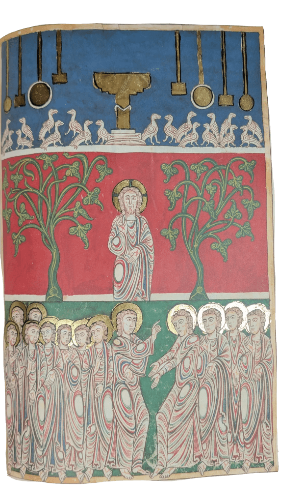 Imagen del facsímil del Beato del Monasterio de San Pedro de Cardeña: "Apertura del Quinto Sello", Editorial Moleiro