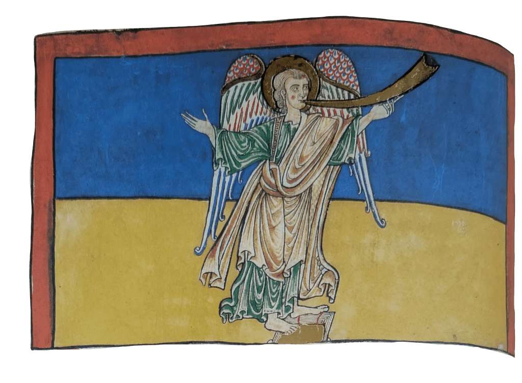 Imagen del facsímil del Beato del Monasterio de San Pedro de Cardeña: "El Ángel de la Séptima Trompeta", Editorial Moleiro