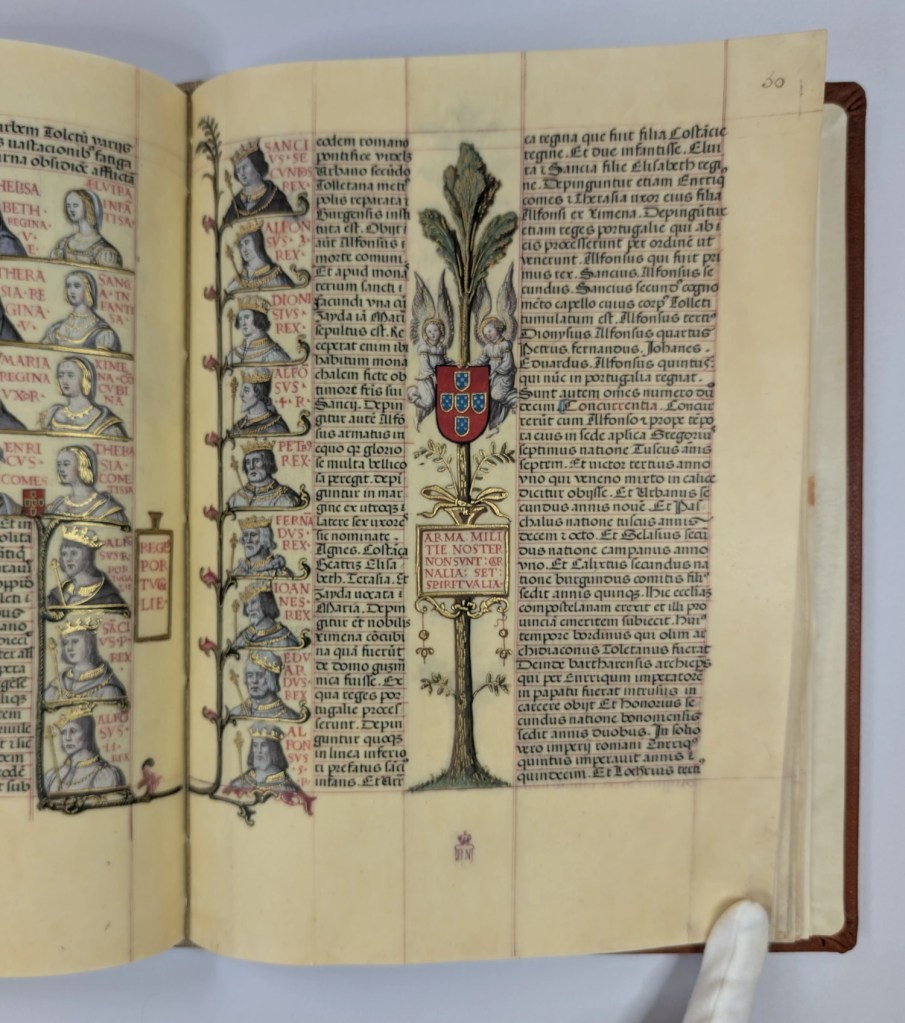 Imagen del facsímil del Libro de la Genealogía de los Reyes de España de Alfonso de Cartagena: Monarcas Portugueses, Editorial Scriptorium