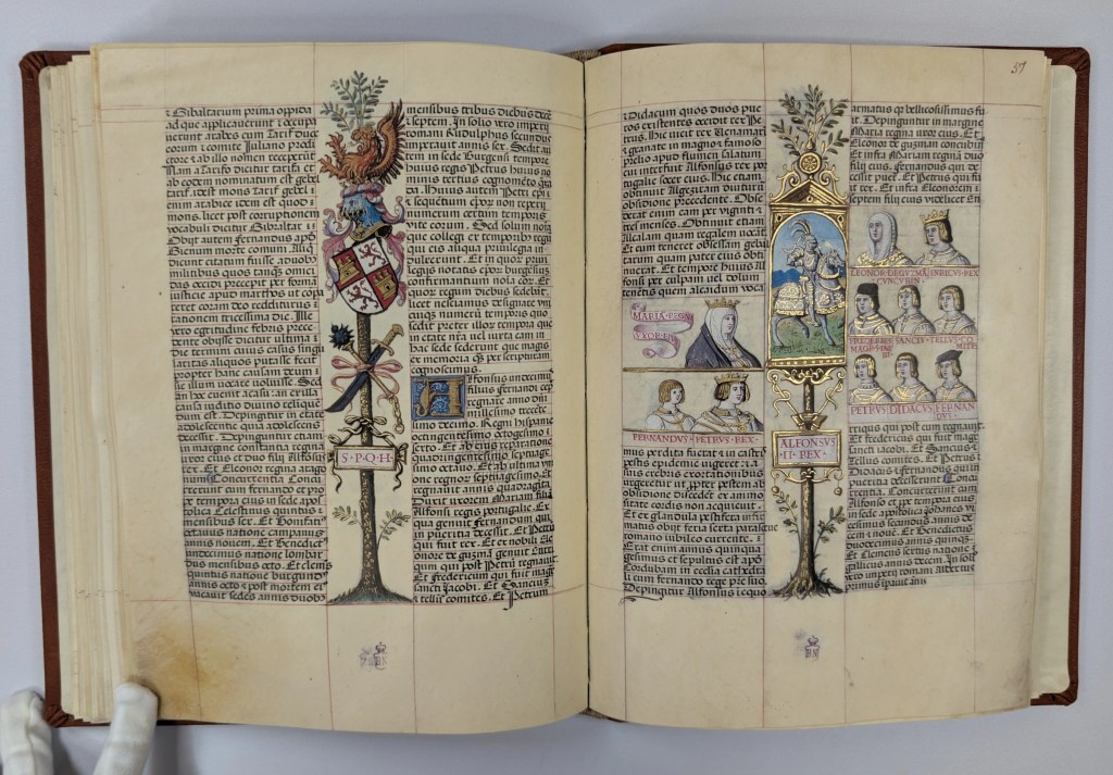 Imagen del facsímil del Libro de la Genealogía de los Reyes de España de Alfonso de Cartagena: Medallón del Rey Alfonso XI, Editorial Scriptorium