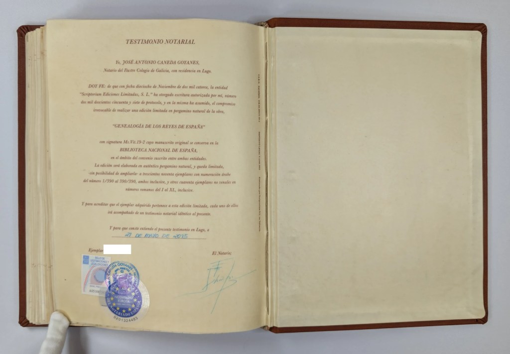 Última página del facsímil, con el Testimonio Notarial