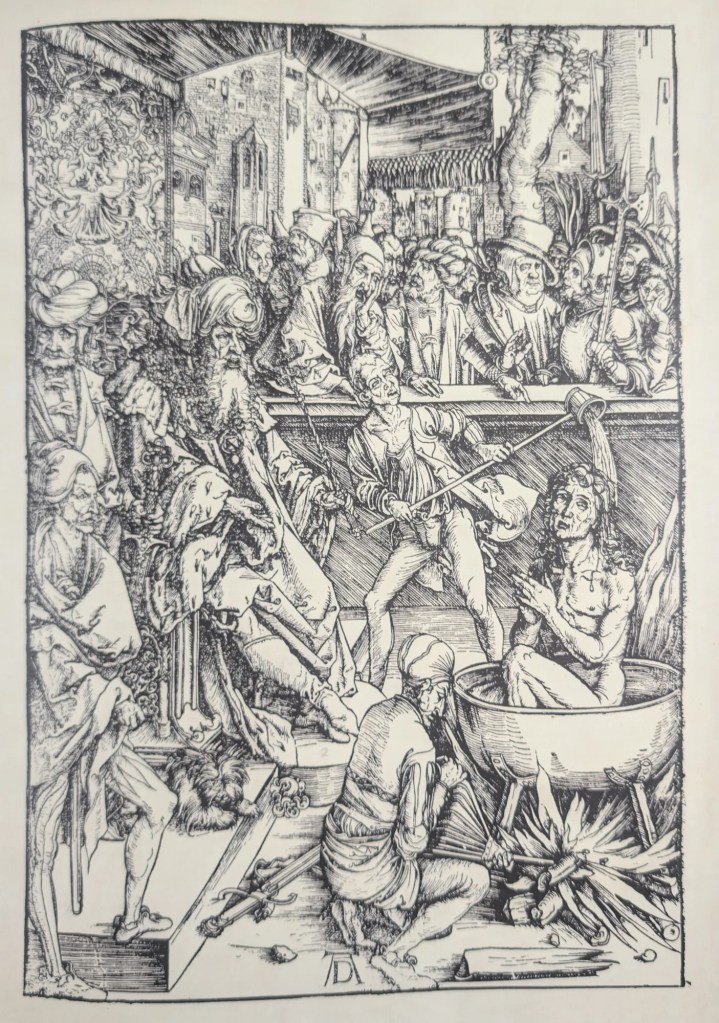 Estampa 1, El Martirio de San Juan Evangelista