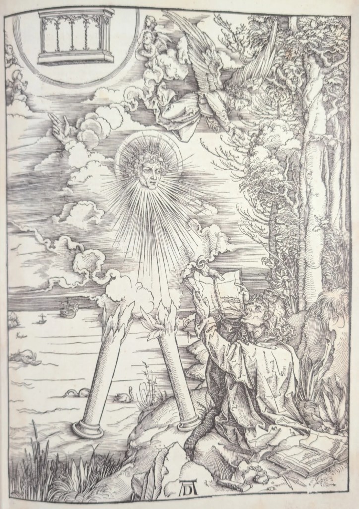 Estampa 9, San Juan devorando el libro que el ángel le presenta