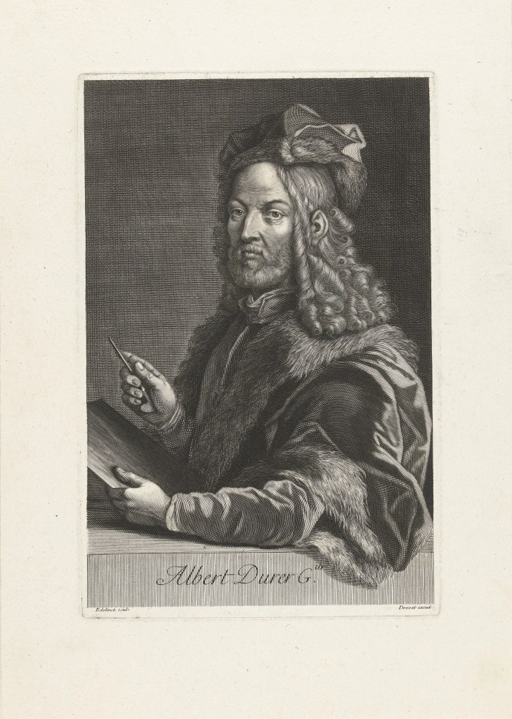 Imagen del Grabado del Retrato de Alberto Durero realizado por Gerard Edelinck