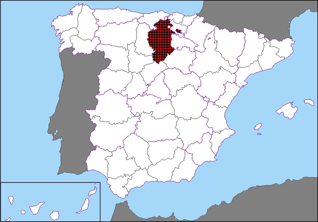 Imagen de las provincias españolas con Burgos destacada