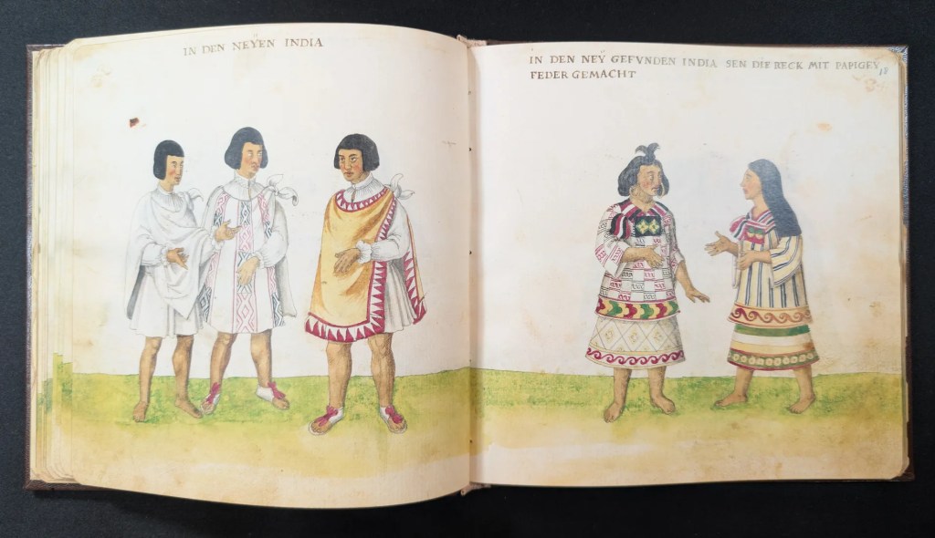 Imagen del facsímil del Códice de Trajes: Folios 17v-18r, Indios, Editorial PIAF