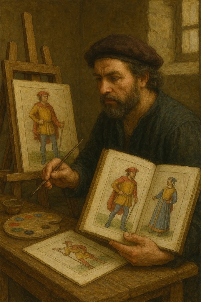 Representación de un Códice de trajes usado como modelo