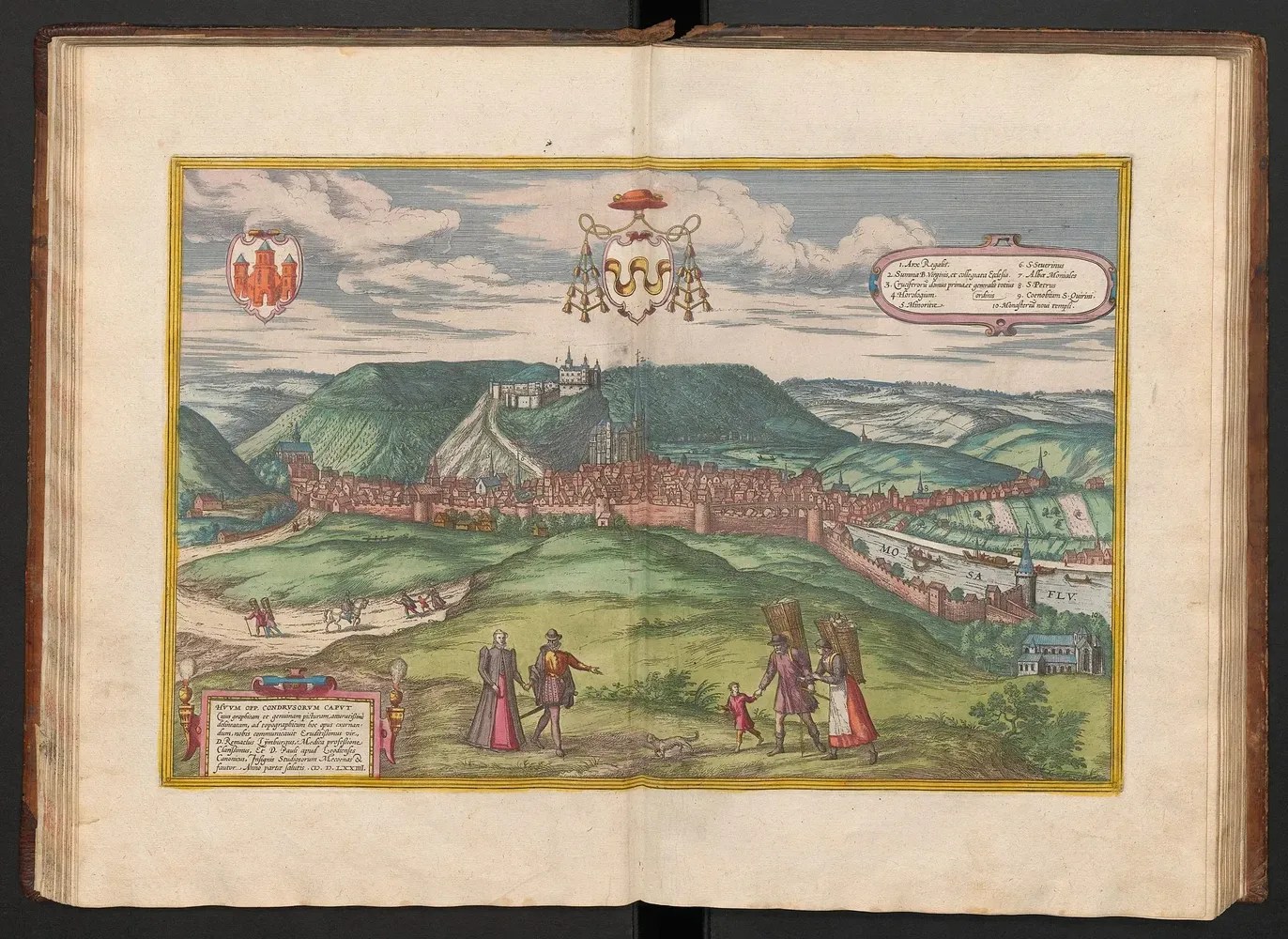 Imagen del mapa y los trajes de Córdoba (España), del Civitates Orbis Terrarum