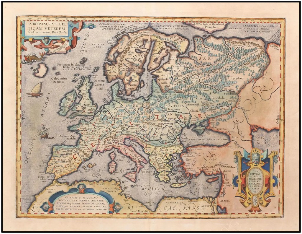 Mapa de Europa del Siglo XVI de Abraham Ortelius