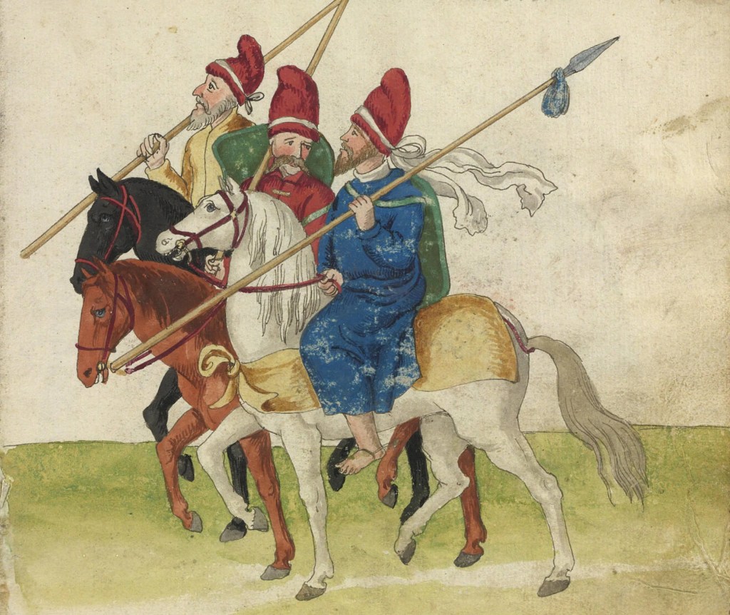 Imagen de unos caballeros Tártaros en el Códice de Trajes