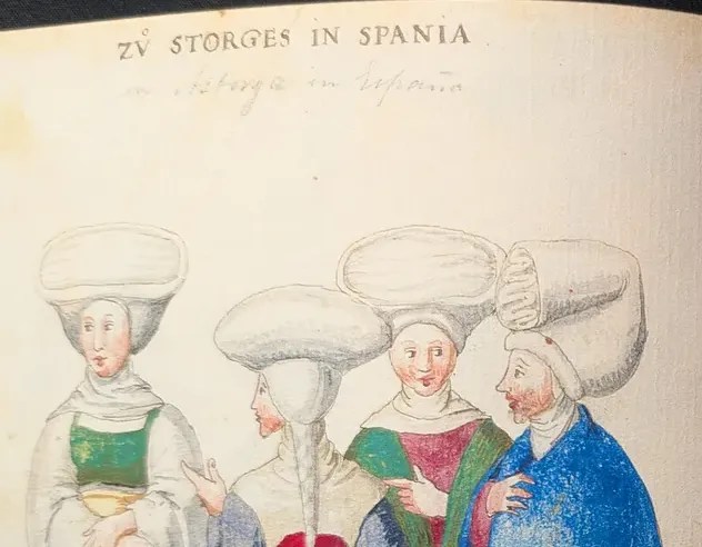 Imagen de los tocados españoles llamados 'Tontorras'