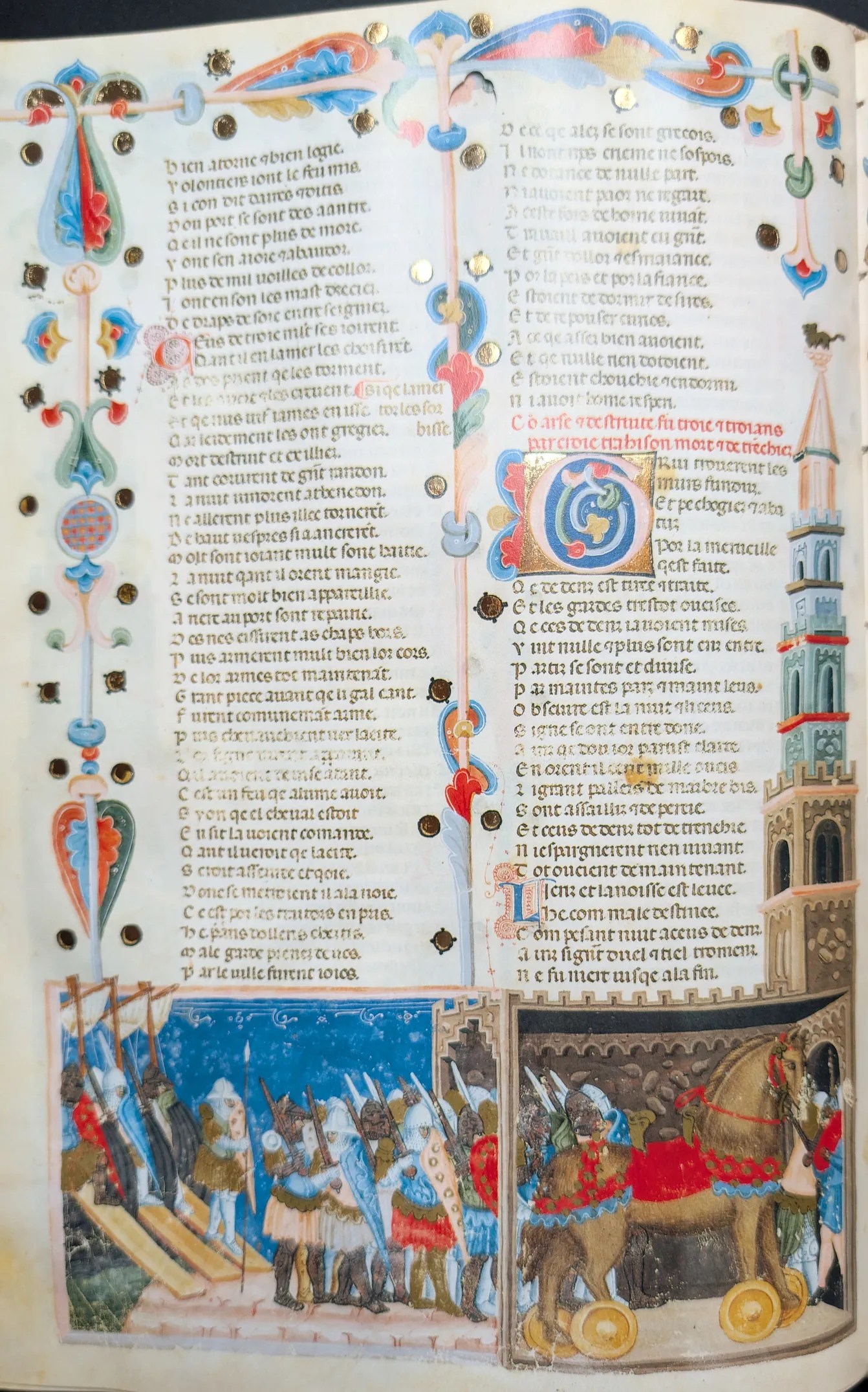 Códice de la Guerra de Troya, Editorial AyN, folio 142v Los griegos se arman en las naves y entran de noche en la ciudad