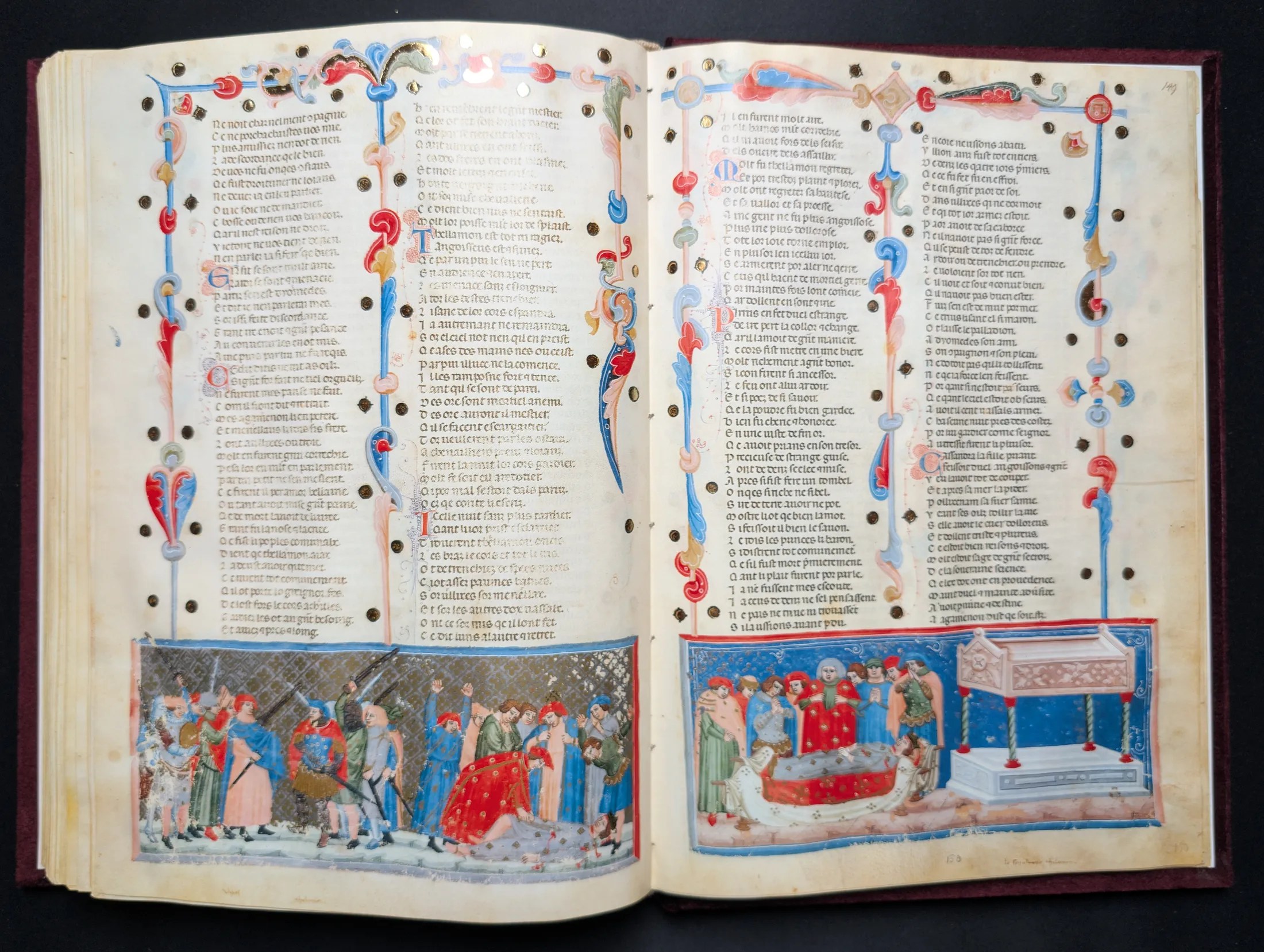 Códice de la Guerra de Troya, Editorial AyN, folio 148v Encuentran a Áyax Telamonio muerto, 149r Lamento en torno a Áyax Telamonio y su sepulcro