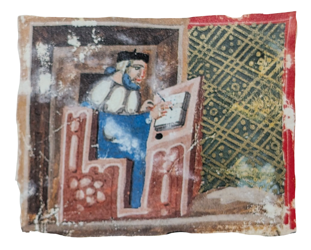 Códice de la Guerra de Troya, Editorial AyN, folio 167v Benoît de Sainte-Maure finaliza el libro