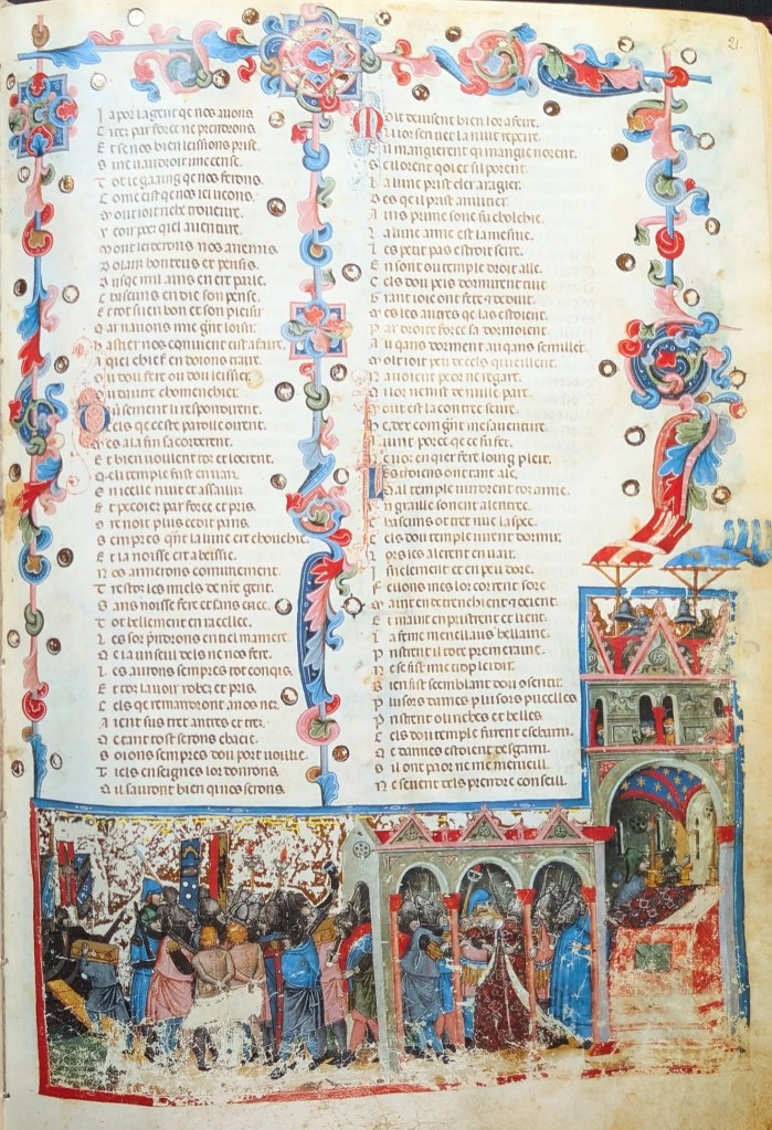 Códice de la Guerra de Troya, Editorial AyN, folio 21r Quebranto del templo y rapto de Helena