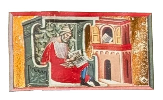 Códice de la Guerra de Troya, Editorial AyN, folio 2r Benoît de Sainte-Maure escribe el Roman de Troie