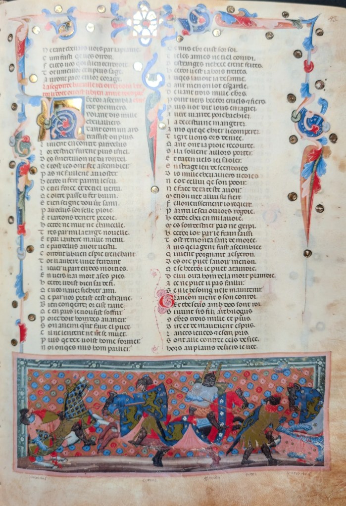 Códice de la Guerra de Troya, Editorial AyN, folio 43r Segunda batalla Héctor mata a Patroclo