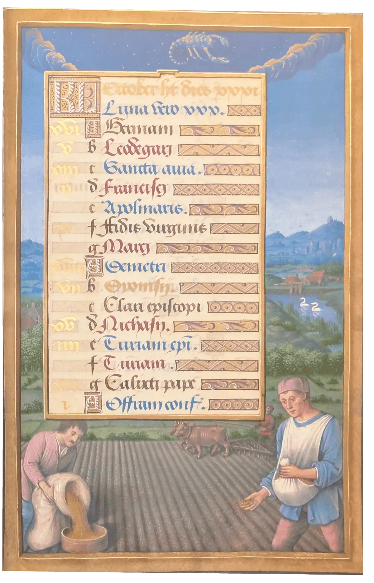 Grandes Horas de Ana de Bretaña, Editorial Moleiro, folio 13r Octubre