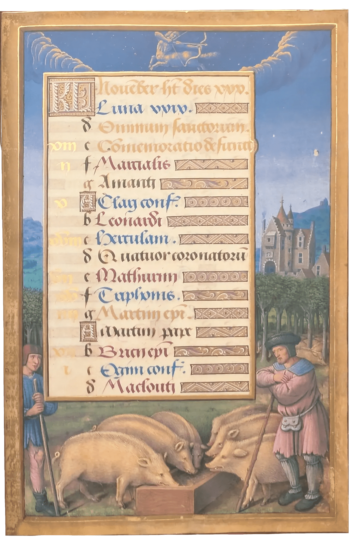 Grandes Horas de Ana de Bretaña, Editorial Moleiro, folio 14r Noviembre