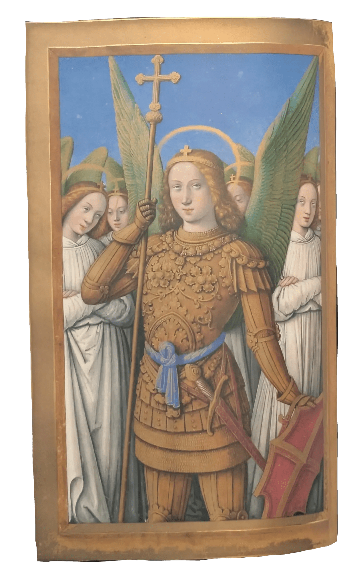 Grandes Horas de Ana de Bretaña, Editorial Moleiro, folio 163v Oración de los ángeles: san Miguel arcángel