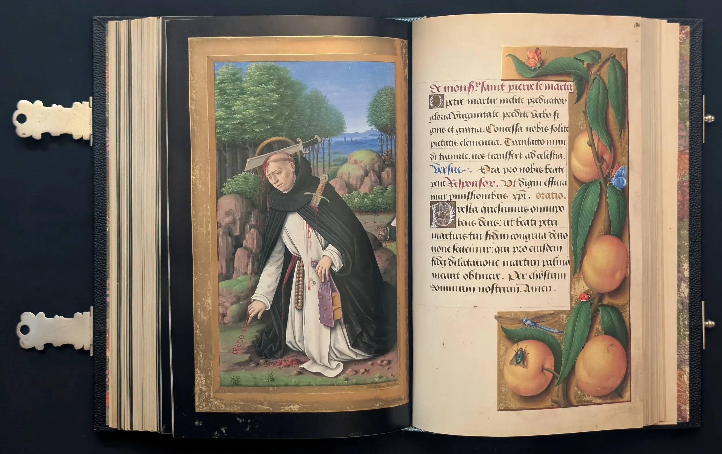 Grandes Horas de Ana de Bretaña, Editorial Moleiro, folio 179v Del señor san Pedro mártir, 180r sufragio del señor san Pedro mártir