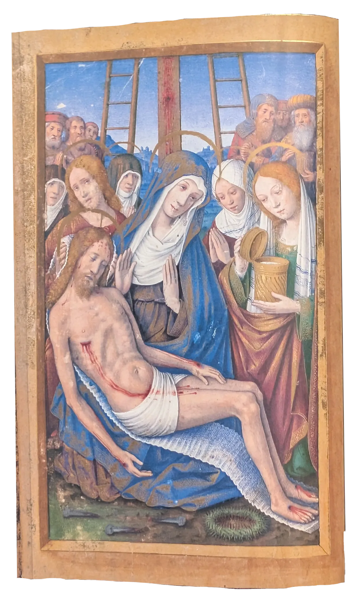 Grandes Horas de Ana de Bretaña, Editorial Moleiro, folio 2v Lamentación sobre el cuerpo de Cristo