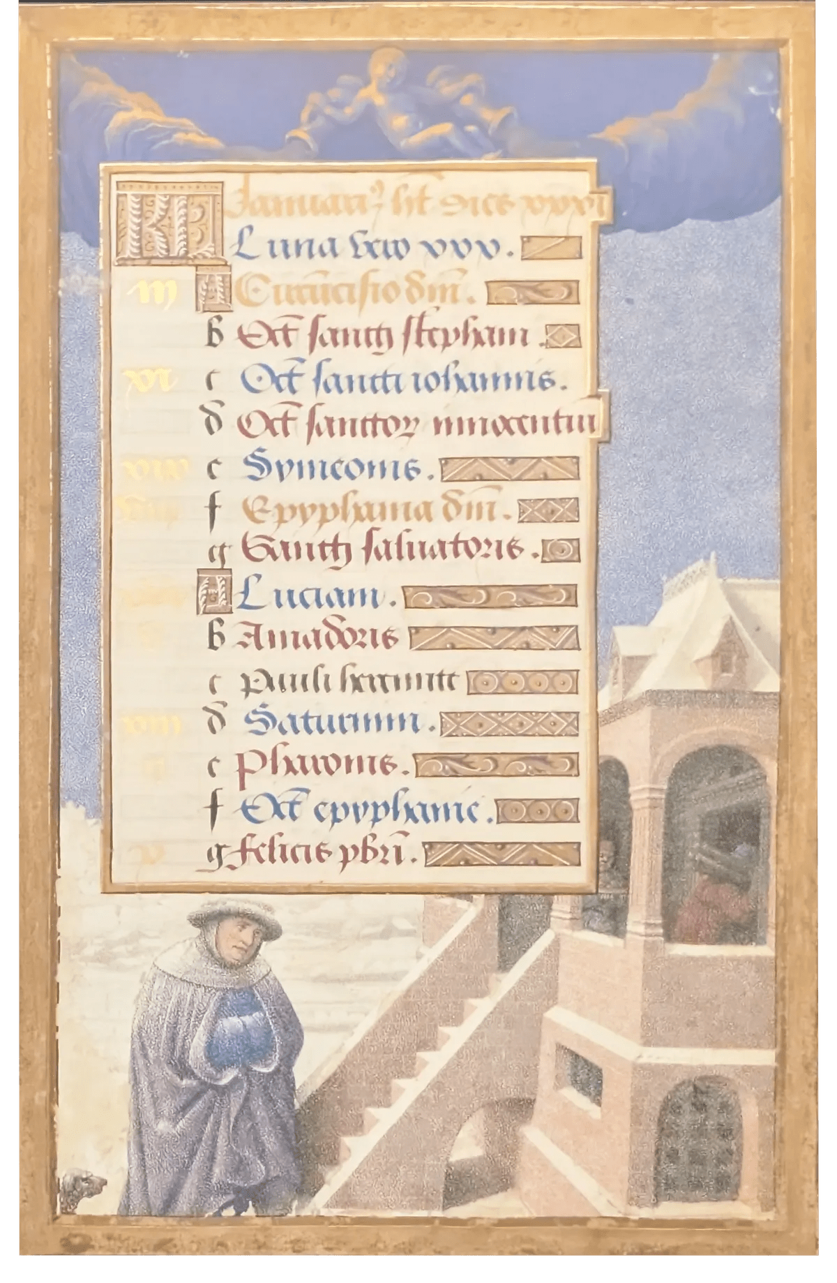 Grandes Horas de Ana de Bretaña, Editorial Moleiro, folio 4r Enero