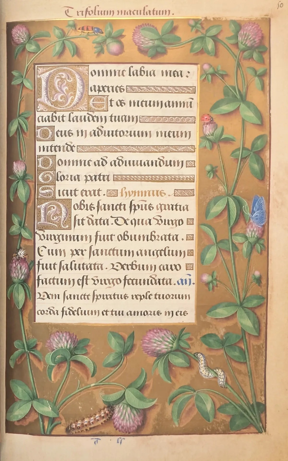 Grandes Horas de Ana de Bretaña, Editorial Moleiro, folio 50r Inicio de las horas del Espíritu Santo