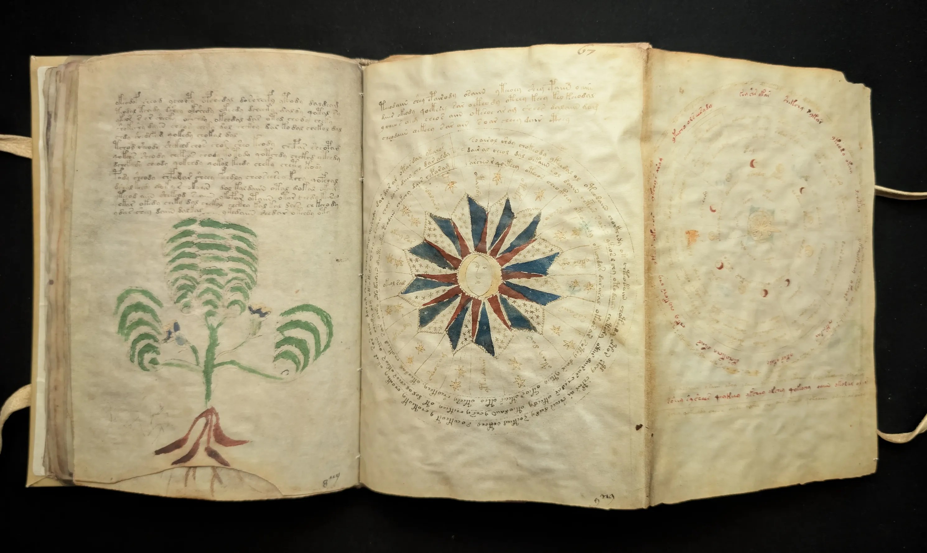 Folios 66-67, imagen extendida, sección: astronómica y zodiacal