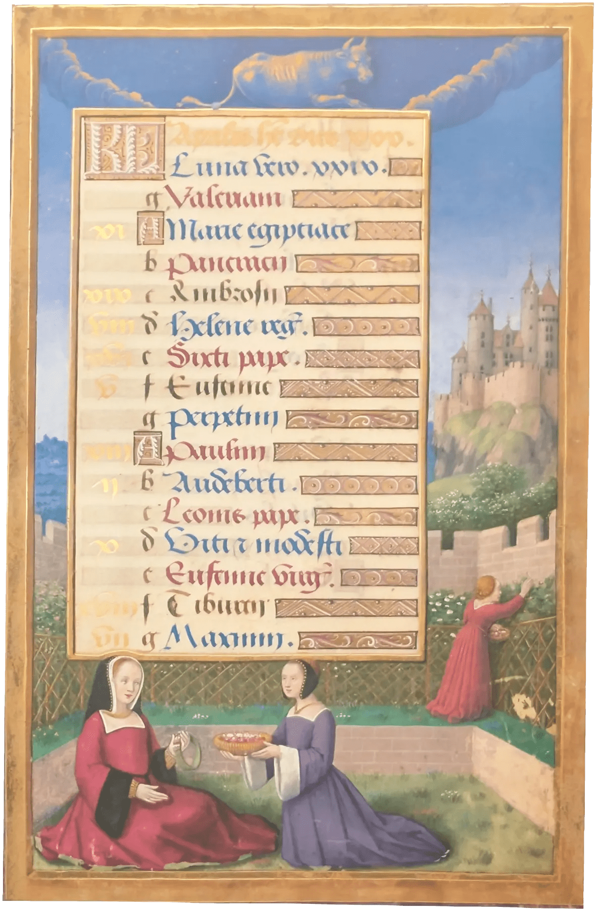 Grandes Horas de Ana de Bretaña, Editorial Moleiro, folio 7r Abril