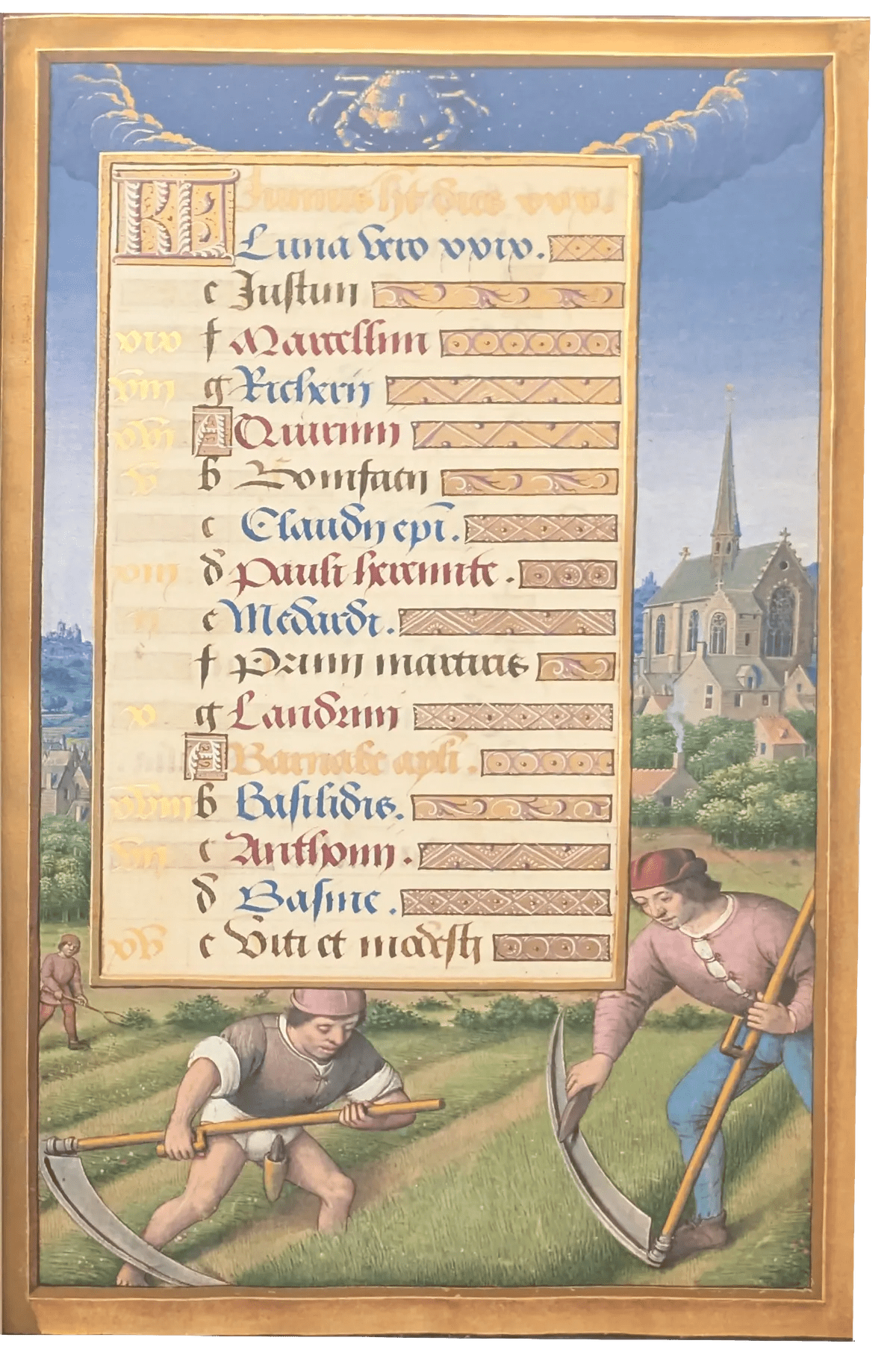 Grandes Horas de Ana de Bretaña, Editorial Moleiro, folio 9r Junio