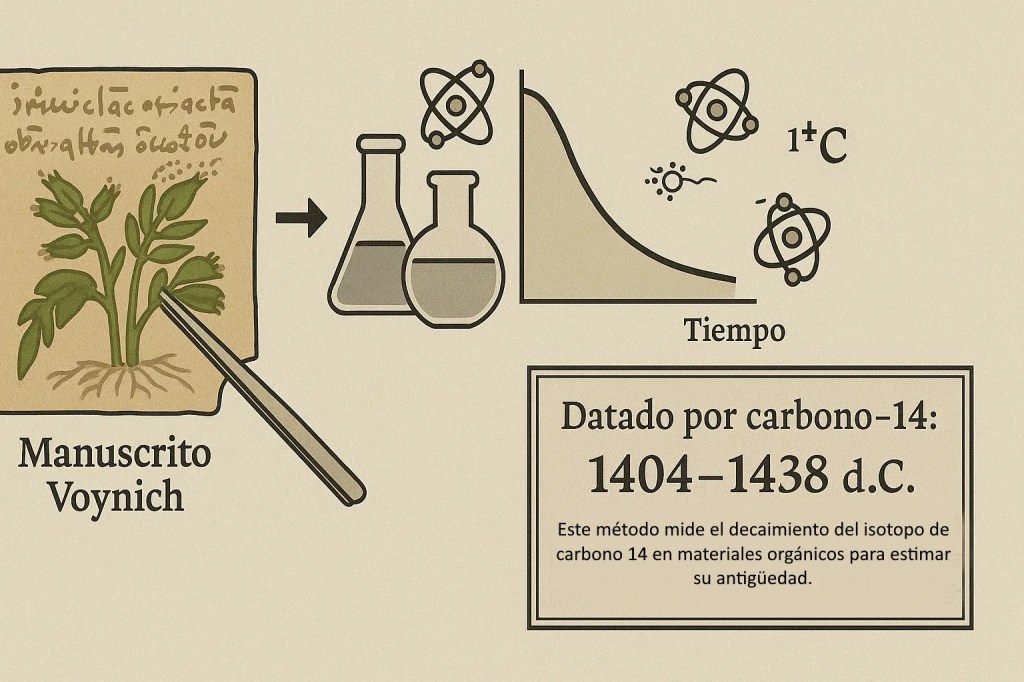 Representación de la datación por carbono 14 del Voynich