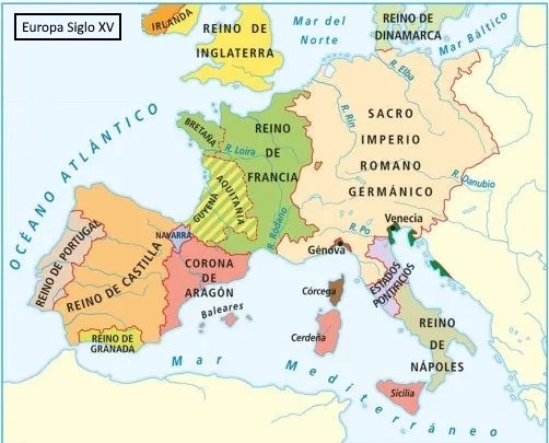 Mapa de Europa a finales del siglo XV