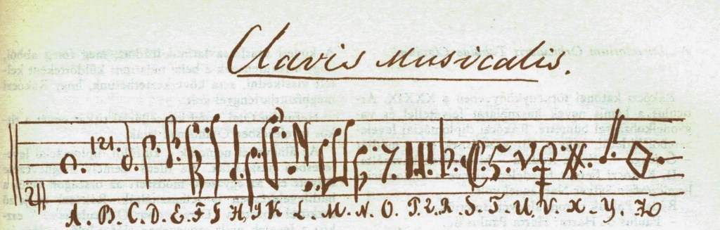 Tabla de códigos llamada Clavis Musicalis, de la época de Francisco II Rákóczi.