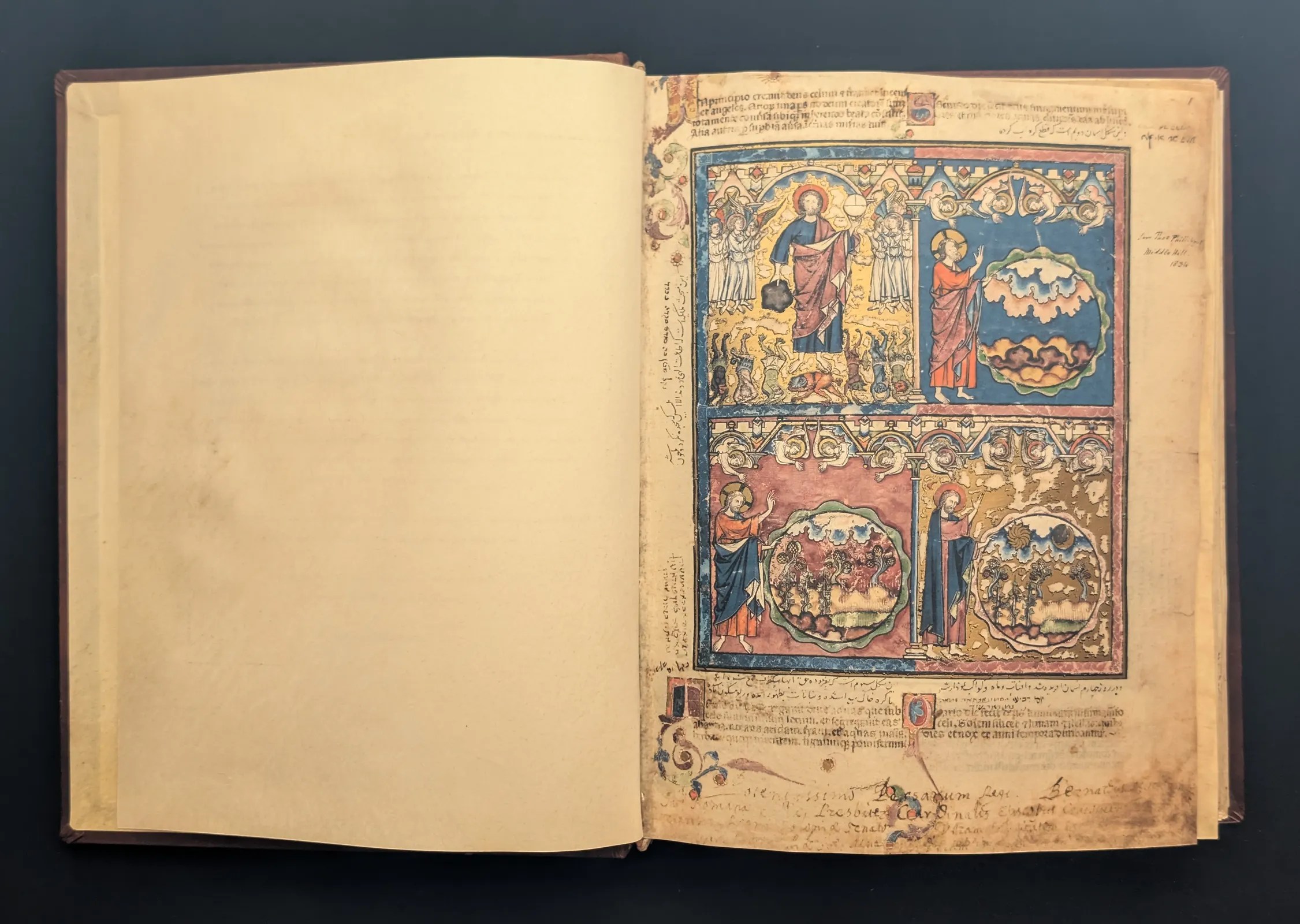 Folio 1r - La creación (días 1-4)