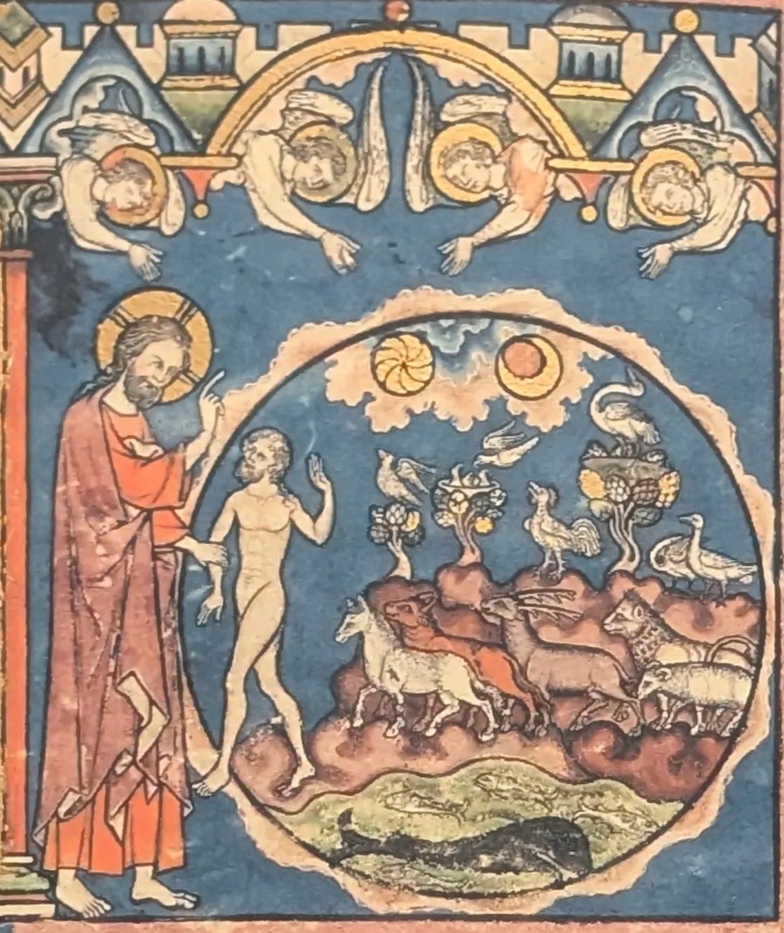 Folio 1v - La creación, día 6