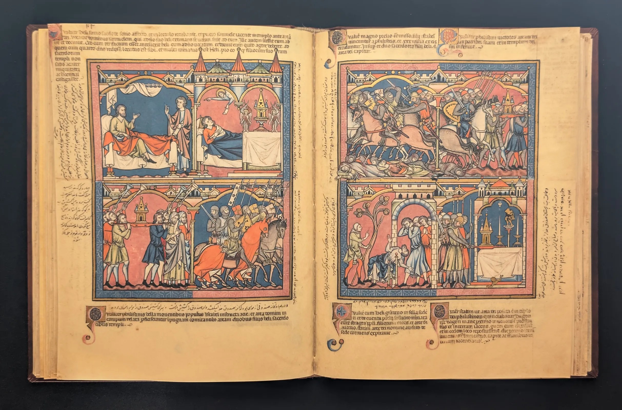 Folio 20v - Historia de Samuel II, Folio 21r - Historia de Samuel III; Comienzo de la historia del Arca de la Alianza