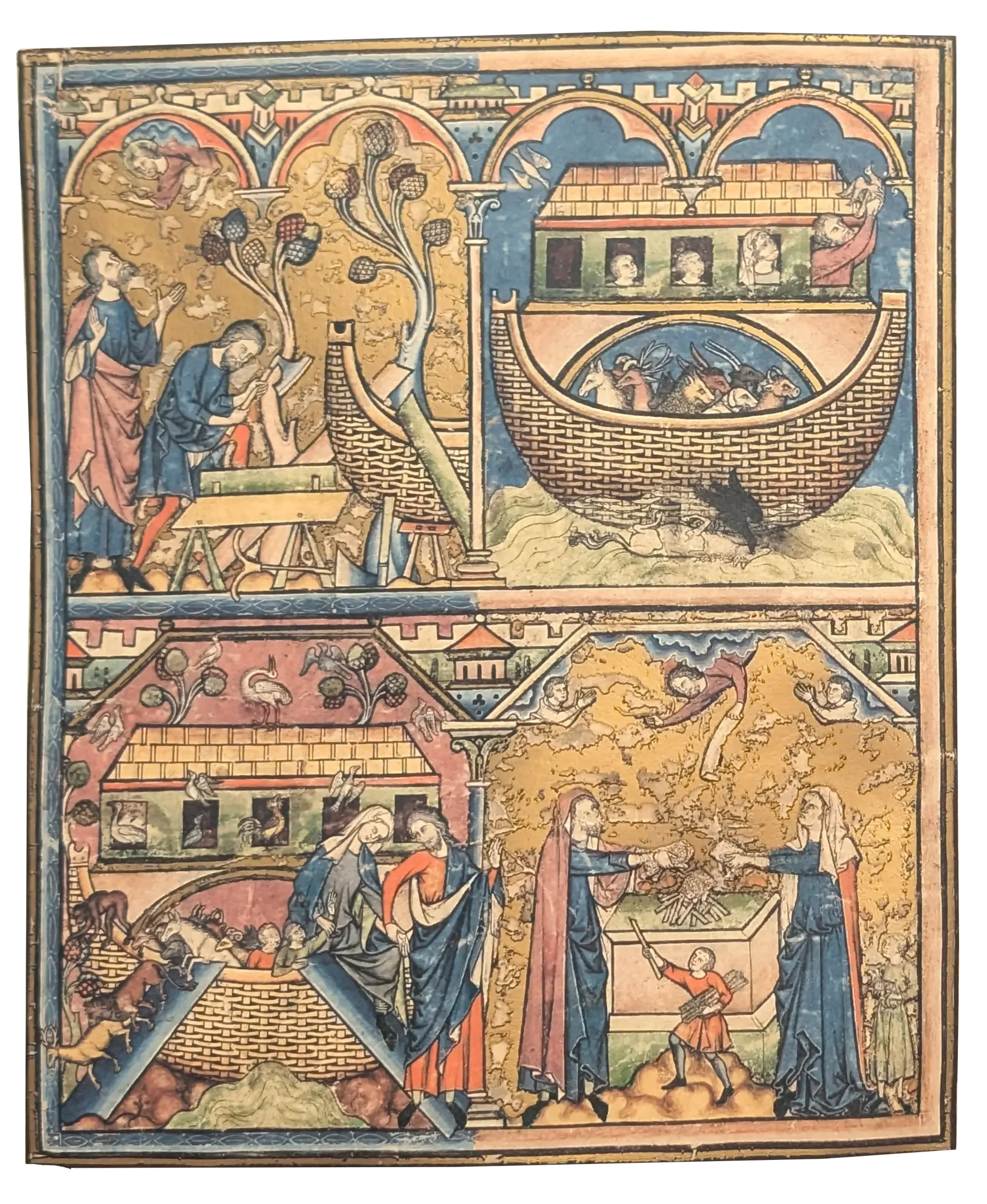 Folio 2v - El diluvio y el arca de Noé