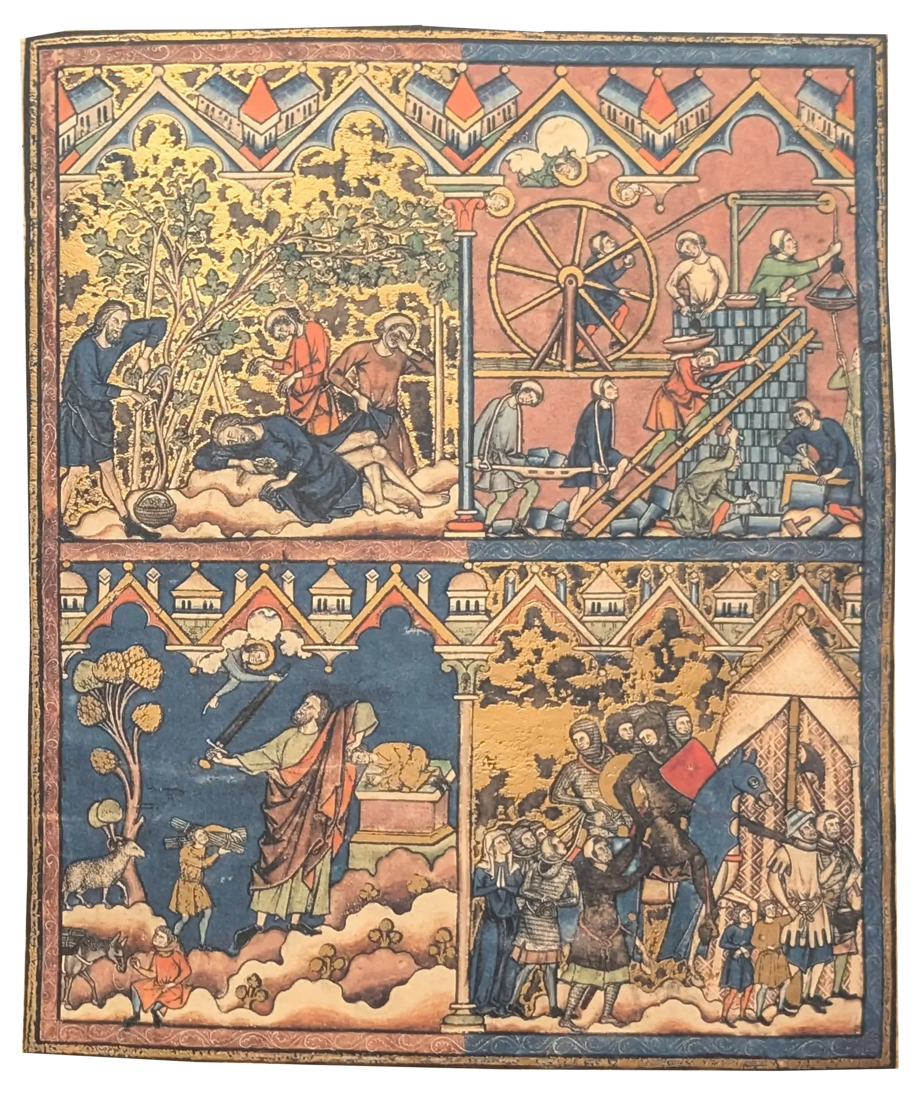 Folio 3r - Fin de la historia de Noé; La torre de Babel; Comienzo de la historia de Abraham