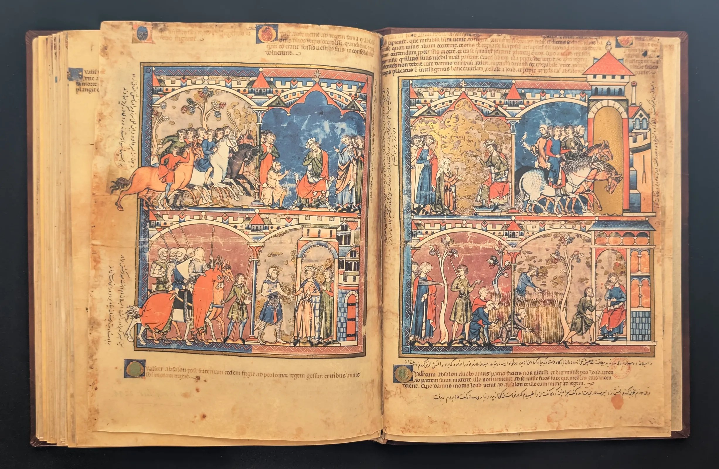 Folio 43v - Historia de Absalón II (Bibliothéque Nationale, París), Folio 44r - Historia de Absalón III (Bibliothéque Nationale, París)