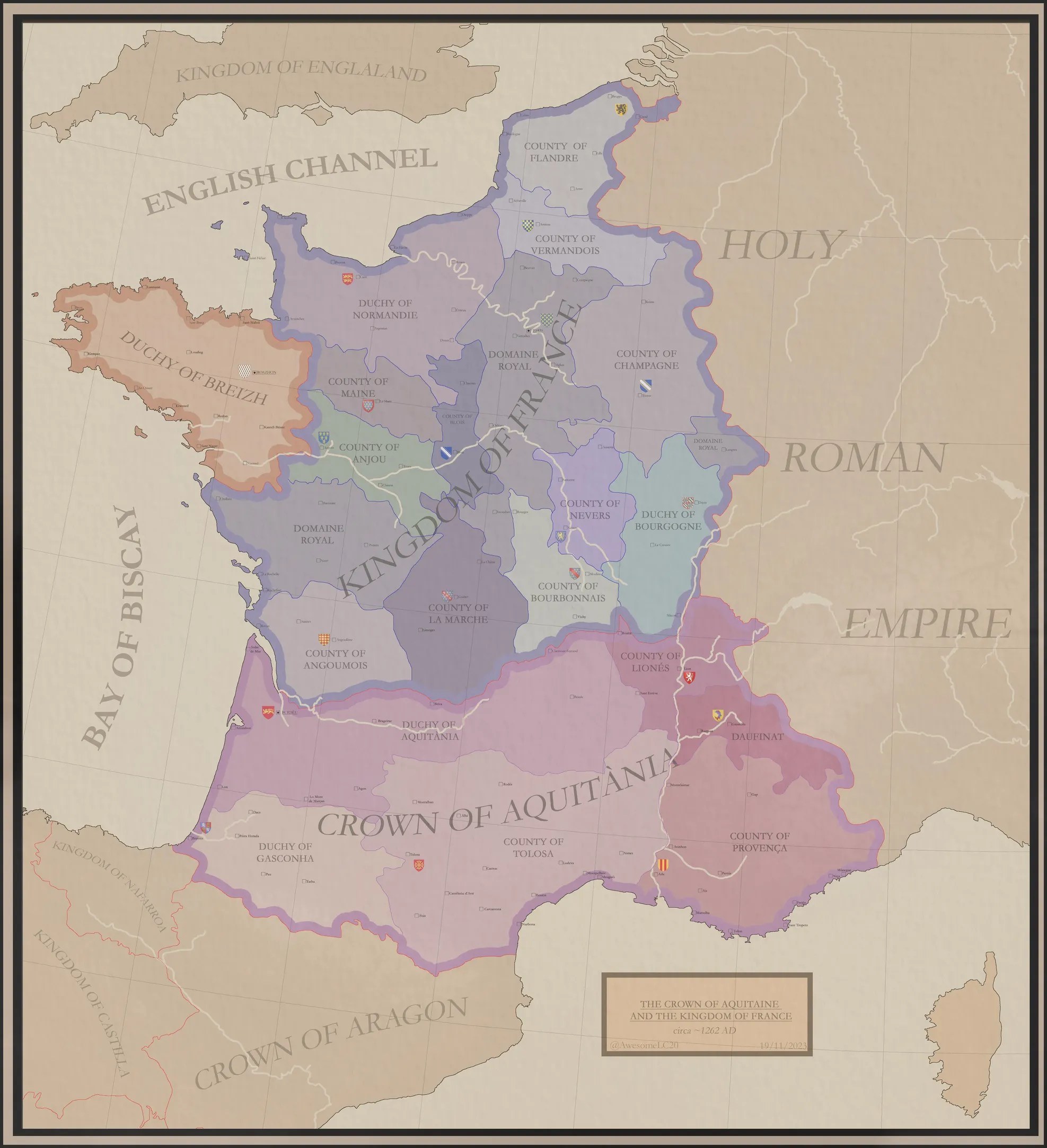 Mapa Francia en el siglo XIII
